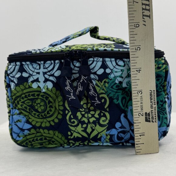 Vera Bradley Quilted Cosmetic Bag Blue Green Caribbean Sea Travel Organizer - Picture 8 of 16